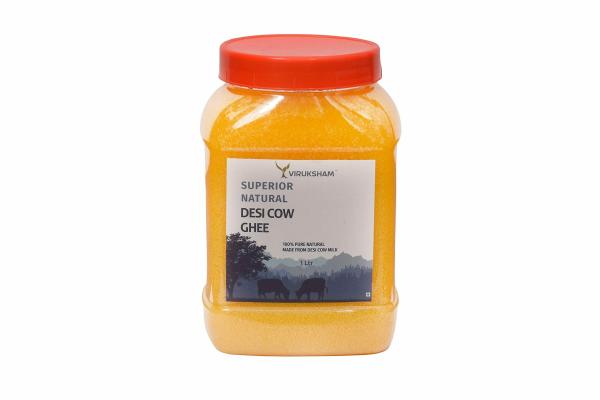 viruksham 1ltr pure desi cow a2 ghee grainy yellow texture bilona from curd churning product images orvwotnwram p597852272 0 202301251117