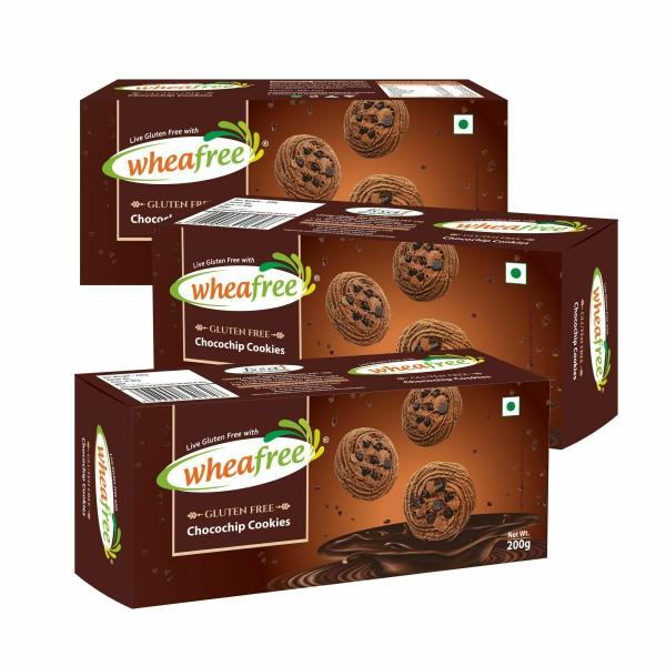 wheafree chocochip cookies gluten free pack of 3 200g each tasty crunchy and chocolate flavoured cookies with chocochips best tea time snacks vegetarian product images orvki6eul4b p596819078 0 202212310932