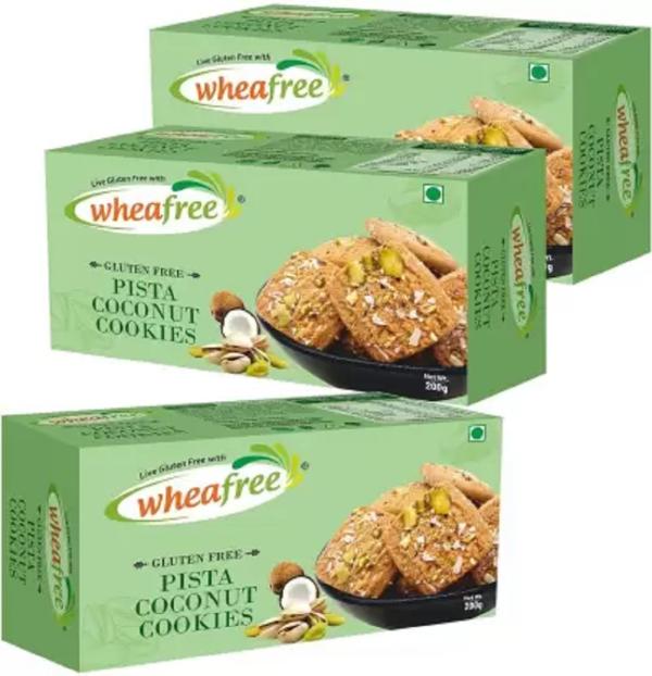 wheafree pista coconut cookies gluten free pack of 3 200g each soya free egg free soft delicious pista and coconut flavoured cookies best teatime snacks 100 vegetarian product images orv5fq6tzzt p596879022 0 202301030629