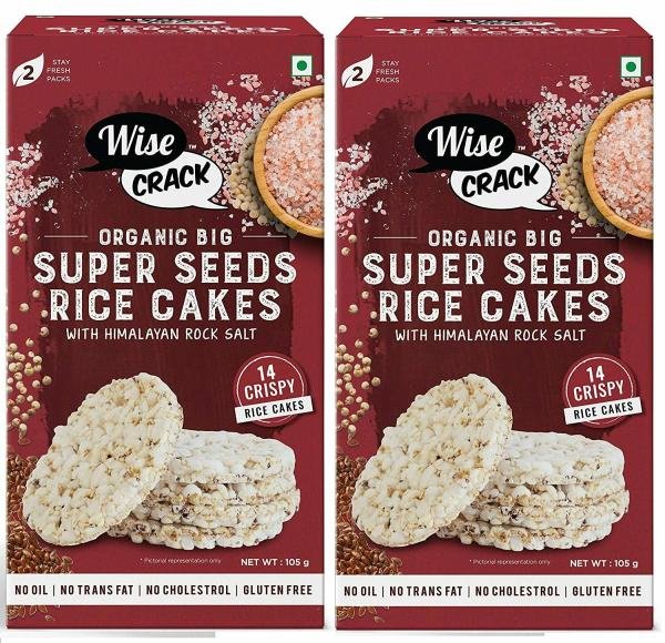 wisecrack organic rice cakes super seeds organic gluten free no transfat no oil no cholestrol 105g each pack of 2 product images orvbste1atm p594261811 0 202210041224